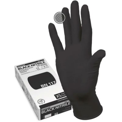 Manual BN117 нитриловые перчатки неопудренные смотровые черные, 50 пар (фотография)