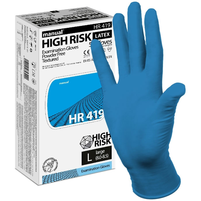 Manual High Risk латексные перчатки повышенной прочности с удлиненной манжетой, 25 пар