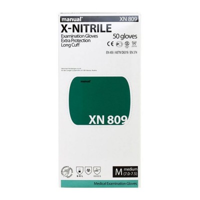 Manual XN809 смотровые нитриловые перчатки повышенной прочности с удлиненной манжетой