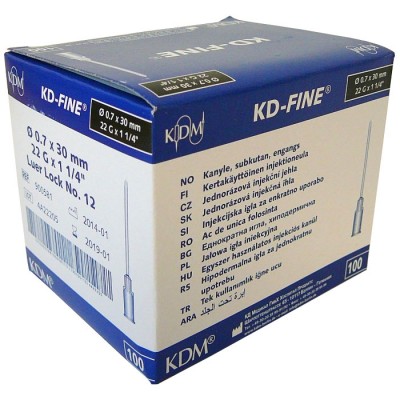 KD-Fine инъекционная игла 22G (0,70 х 30 мм), 100 шт. (фотография)
