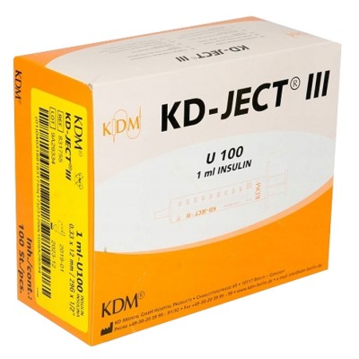 KD-Ject инсулиновый шприц 1 мл U-100 со съемной иглой 29G