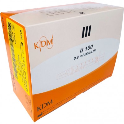 Инсулиновые шприцы KDM U-100 0.3 мл с интегрированной иглой 30G