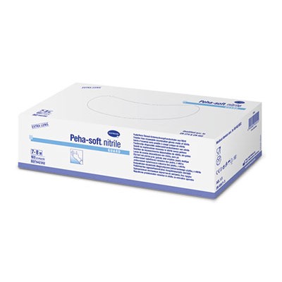 Peha-soft nitrile guard смотровые нитриловые неопудренные перчатки с удлиненной манжетой, 50 пар, XS (фотография) Peha-soft nitrile guard смотровые нитриловые неопудренные перчатки с удлиненной манжетой, 50 пар, XS (фотография)